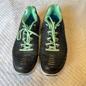 Hoka Black and Mint Athletic Shoes